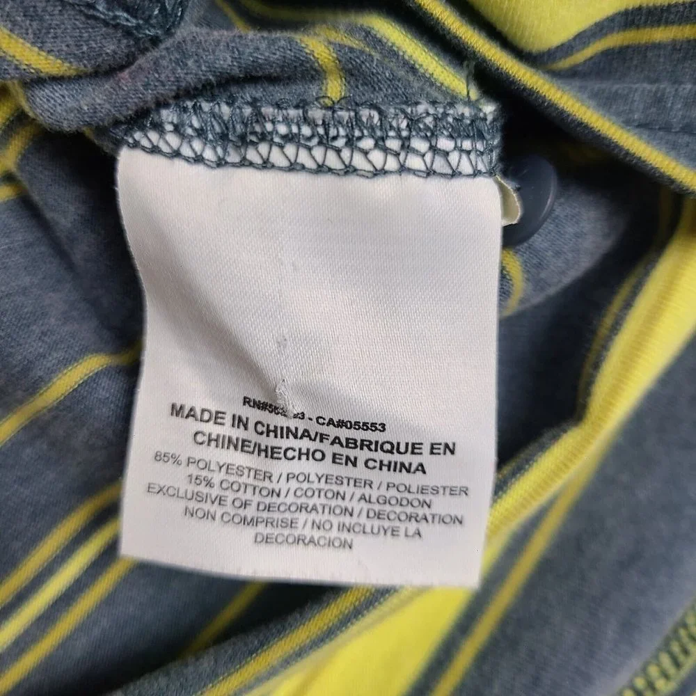 Nike Dri-Fit Tennis Polo Shirt Mens Size X-Large Yellow Grey Striped Pullover - Picture 7 of 10